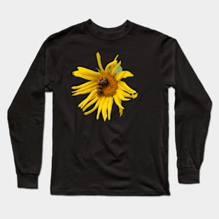 Curly Sunflower with 2 Bees Long Sleeve T-Shirt